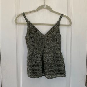 abercrombie and fitch sage green crochet top